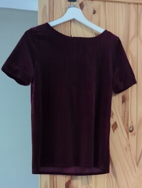 Velvet Short Sleeve Top - Deep Burgundy
